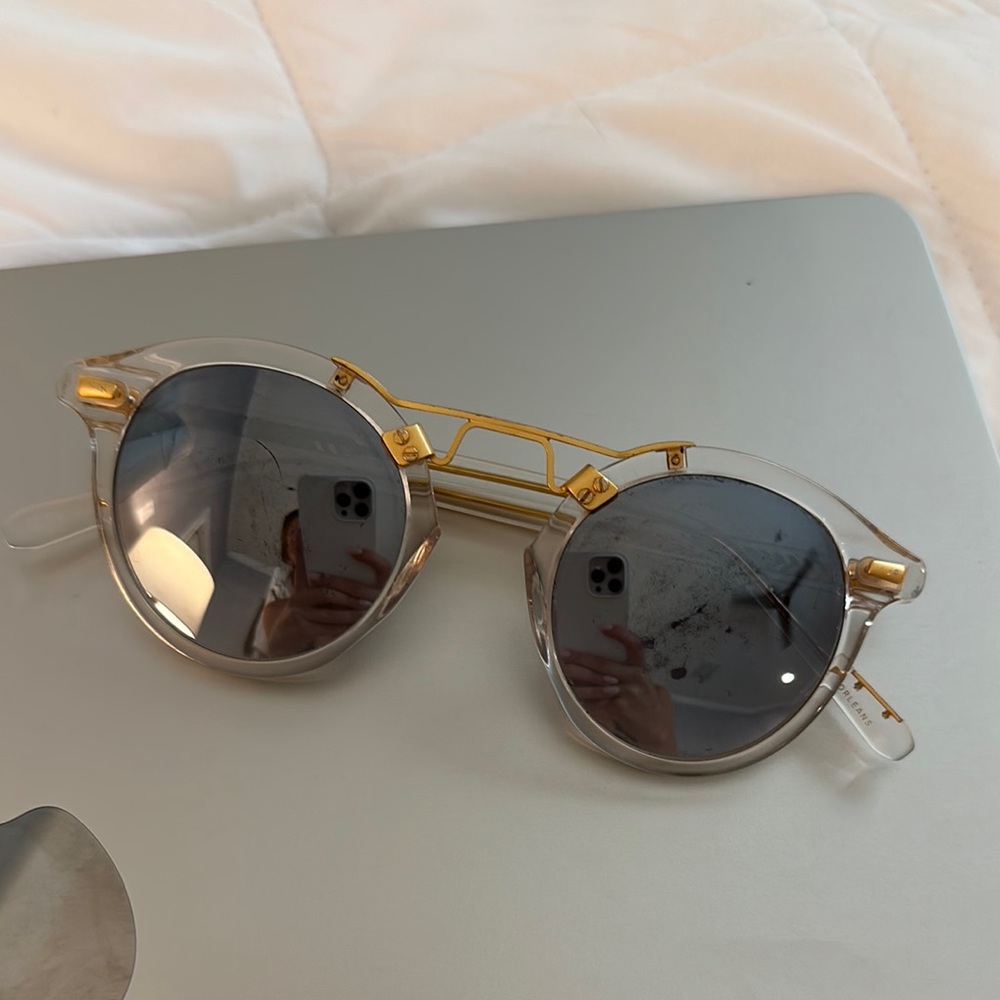 KREWE Clear frame with Gold and Gray detail Sunglasses